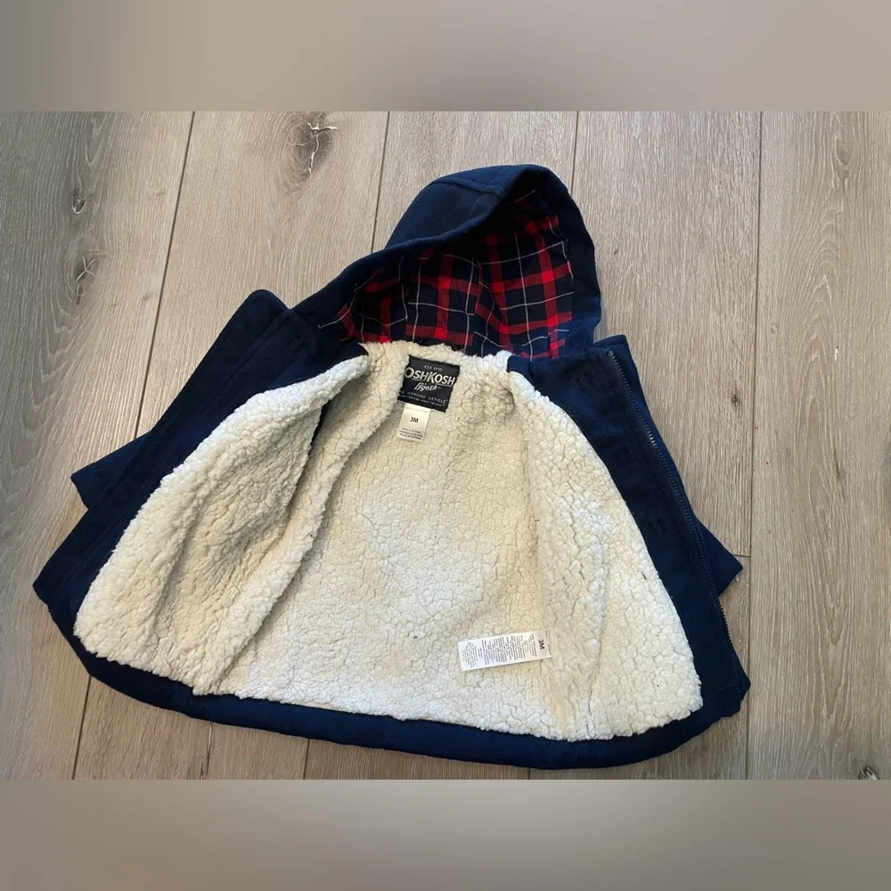 Oshkosh Boys’ Infant Baby Navy Blue‎ Faux Wool Pea Coat Size 3 Months